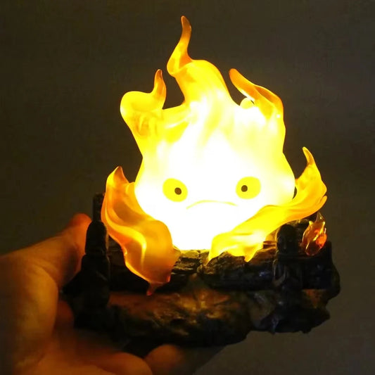 12cm Anime Character Calcifer Luminous Cartoon Action Figure Model Statue Collection Desktop Decoration Ornament Toys Kids Gift